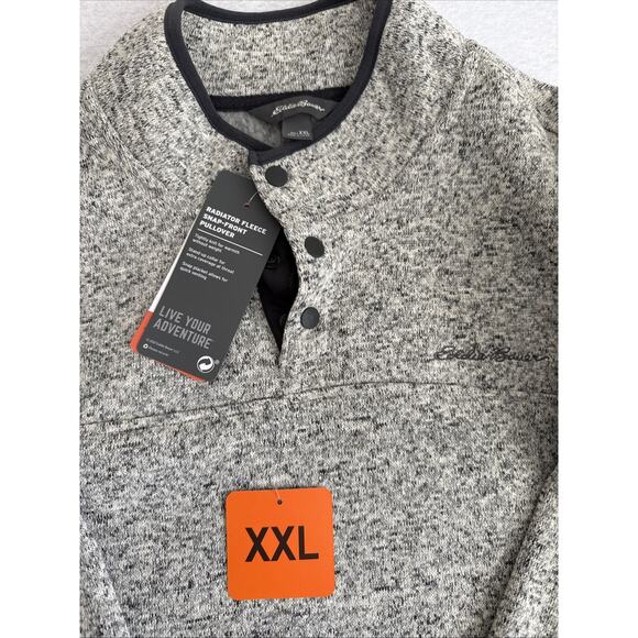 Eddie Bauer Mens Radiator Fleece Snap Front Pullover Gray XXL New - Picture 2 of 6